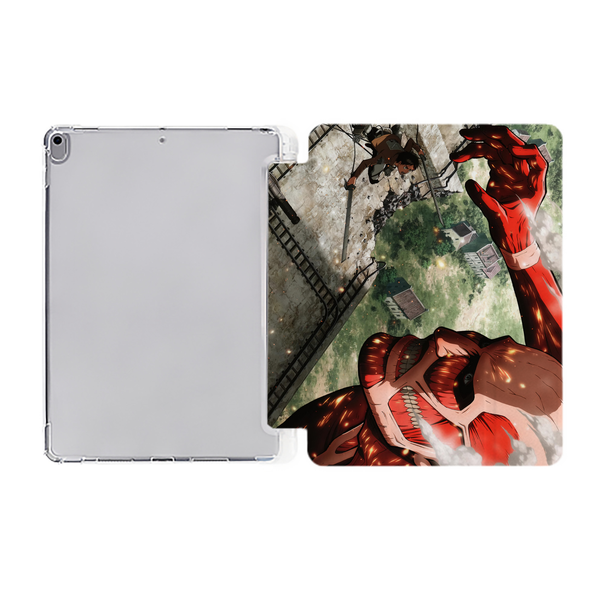 （画像用） 進撃の巨人 Attack on Titan IPad ケース ペン収納付き 三つ折りスタンド PUレザー×シリコン 対応機種9.5/10.5/10.9インチ